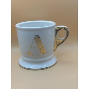 Anthropologie Initial Alphabet Monogram Coffee Mug / Cup Letter “A” Gold FLAW